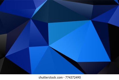 Dark BLUE vector abstract polygonal pattern. Brand-new colored illustration in blurry style with gradient. The best triangular design for your business.