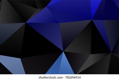 Dark BLUE vector abstract polygonal template. Triangular geometric sample with gradient.  The textured pattern can be used for background.