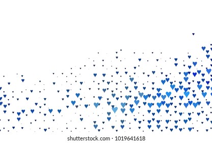 Dark BLUE vector abstract small hearts on white background. Template for valentine day with sweet, romantic concept. Amazing pattern for your design, banner, leaflet.