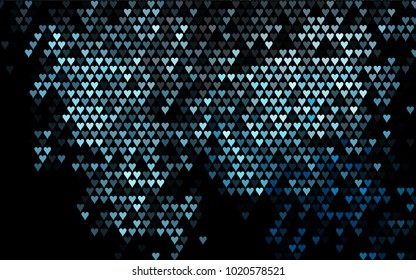 Dark BLUE vector abstract small hearts on white background. Template for valentine day with sweet, romantic concept. Amazing pattern for your design, banner, leaflet.