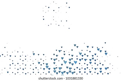 Dark BLUE vector abstract small hearts on white background. Template for valentine day with sweet, romantic concept. Amazing pattern for your design, banner, leaflet.