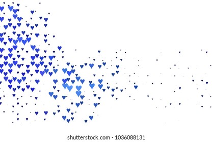 Dark BLUE vector abstract small hearts on white background. Template for valentine day with sweet, romantic concept. Amazing pattern for your design, banner, leaflet.