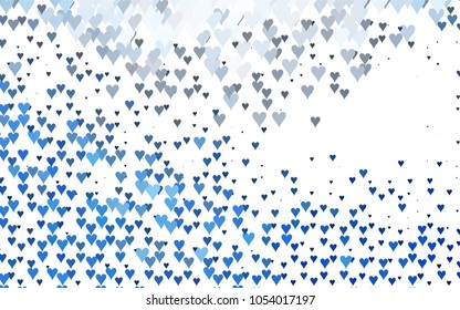 Dark BLUE vector abstract small hearts on white background. Template for valentine day with sweet, romantic concept. Amazing pattern for your design, banner, leaflet.