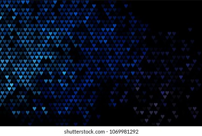 Dark BLUE vector abstract small hearts on white background. Template for valentine day with sweet, romantic concept. Amazing pattern for your design, banner, leaflet.