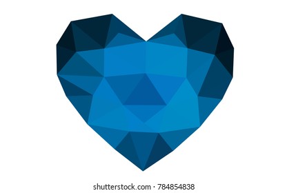 DARK BLUE vector abstract Triangle Geometrical Heart on white polygonal background. Happy Valentine's Day Greeting Card. Stock template for your design.