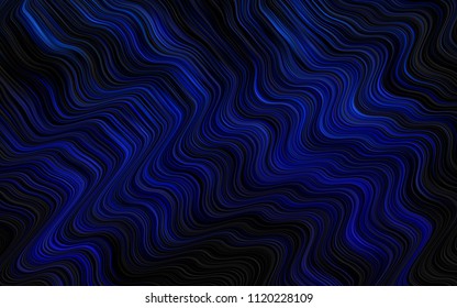 Dark BLUE vector backdrop with bent lines. Creative illustration in halftone marble style with gradient. New composition for your brand book.