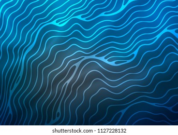 Dark BLUE vector backdrop with bent lines. Modern gradient abstract illustration with bandy lines. The elegant pattern for brand book.