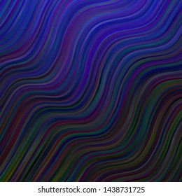 Dark BLUE vector backdrop with bent lines. Gradient illustration in simple style with bows. Design for your business promotion.