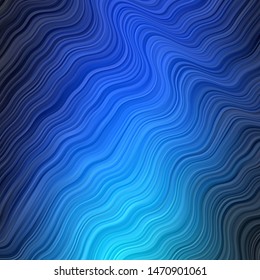 Dark BLUE vector backdrop with bent lines. Abstract illustration with gradient bows. Design for your business promotion.