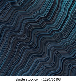 Dark BLUE vector backdrop with bent lines. Abstract illustration with gradient bows. Pattern for websites, landing pages.
