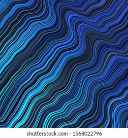 Dark BLUE vector backdrop with bent lines. Abstract illustration with gradient bows. Design for your business promotion.