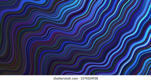 Dark BLUE vector backdrop with bent lines. An elegant bright illustration with gradient. A new texture for your  ad, booklets, leaflets.