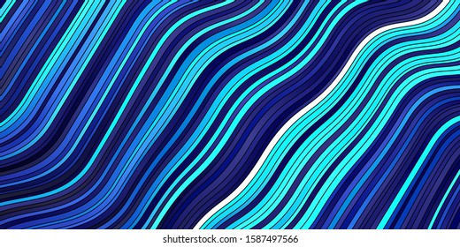 Dark BLUE vector backdrop with bent lines. Colorful illustration in abstract style with bent lines. Pattern for business booklets, leaflets