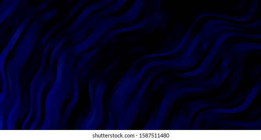 Dark BLUE vector backdrop with bent lines. Illustration in abstract style with gradient curved.  Smart design for your promotions.