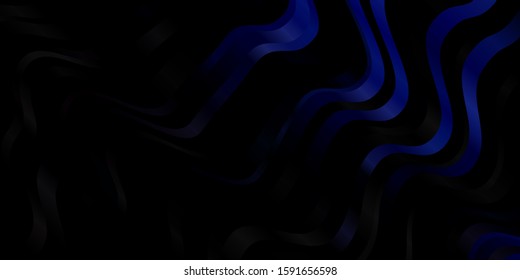 Dark BLUE vector backdrop with bent lines. Colorful geometric sample with gradient curves.  Pattern for business booklets, leaflets