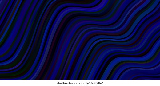 Dark BLUE vector backdrop with bent lines. Abstract gradient illustration with wry lines. Pattern for booklets, leaflets.