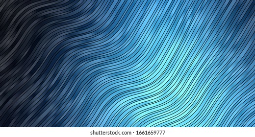 Dark BLUE vector backdrop with bent lines. Abstract illustration with bandy gradient lines. Template for your UI design.