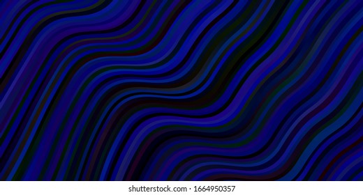 Fondo vector azul oscuro con líneas dobladas. Ilustración de degradado abstracta con líneas de desgaste. Plan para folletos y folletos.