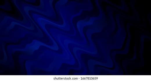 Dark BLUE vector backdrop with bent lines. Colorful abstract illustration with gradient curves. Template for cellphones.