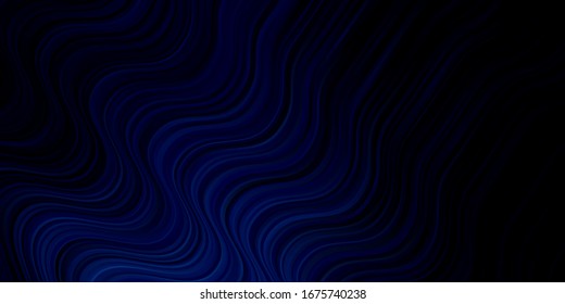 Dark BLUE vector backdrop with bent lines. Colorful illustration in circular style with lines. Best design for your posters, banners.