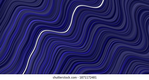 Dark BLUE vector backdrop with bent lines. Colorful geometric sample with gradient curves.  Best design for your posters, banners.