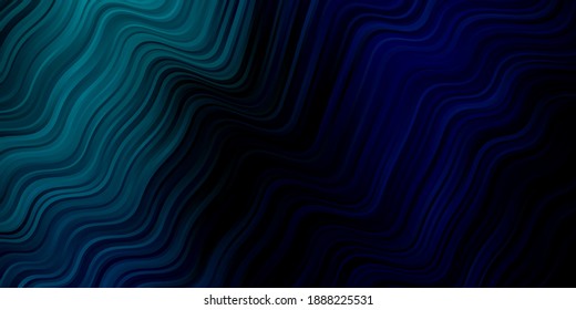 Dark BLUE vector backdrop with bent lines. Illustration in halftone style with gradient curves. Best design for your posters, banners.