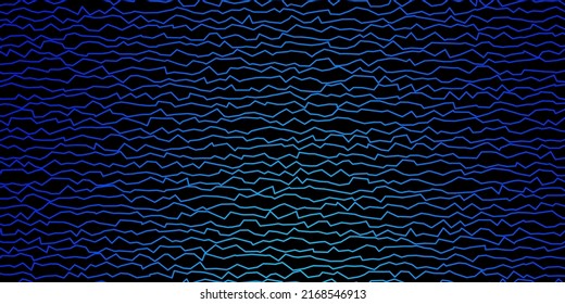Dark BLUE vector backdrop with bent lines. Illustration in abstract style with gradient curved.  Pattern for commercials, ads.
