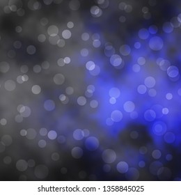 Dark BLUE vector backdrop with circles. Modern abstract illustration with colorful circle shapes. Pattern for booklets, leaflets.
