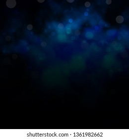 Dark BLUE vector backdrop with circles. Illustration with set of shining colorful abstract spheres. Design for your commercials.