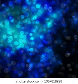 Dark BLUE vector backdrop with circles. Colorful illustration with gradient dots in nature style. Pattern for wallpapers, curtains.