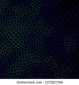 Dark BLUE vector backdrop with circles. Abstract decorative design in gradient style with bubbles. Pattern for websites, landing pages.