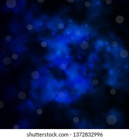 Dark BLUE vector backdrop with circles. Illustration with set of shining colorful abstract spheres. Pattern for wallpapers, curtains.