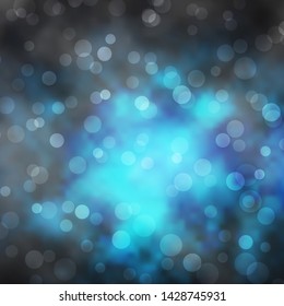 Dark BLUE vector backdrop with circles. Colorful illustration with gradient dots in nature style. Design for posters, banners.