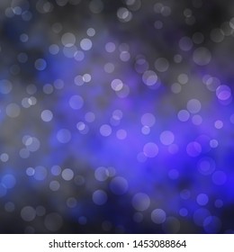 Dark BLUE vector backdrop with circles. Abstract colorful disks on simple gradient background. Design for your commercials.