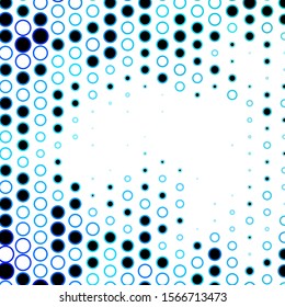 Dark BLUE vector backdrop with circles. Colorful illustration with gradient dots in nature style. Pattern for booklets, leaflets.