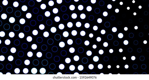 Dark BLUE vector backdrop with circles. Colorful illustration with gradient dots in nature style. Pattern for websites, landing pages.