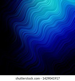 Dark BLUE vector backdrop with circular arc. Colorful illustration in abstract style with bent lines. Best design for your ad, poster, banner.