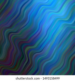 Dark BLUE vector backdrop with circular arc. Brand new colorful illustration with bent lines. Template for your UI design.