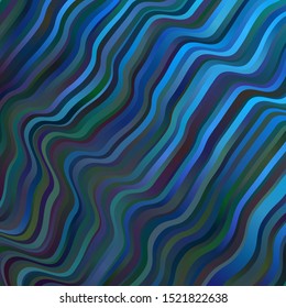 Dark BLUE vector backdrop with circular arc. Brand new colorful illustration with bent lines. Template for your UI design.