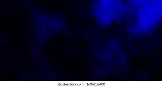 Dark BLUE vector backdrop with cumulus. Illustration in abstract style with gradient clouds. Template for websites.