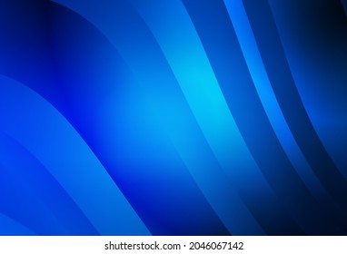 Dark BLUE vector backdrop with curved lines. A circumflex abstract illustration with gradient. Best design for your business.