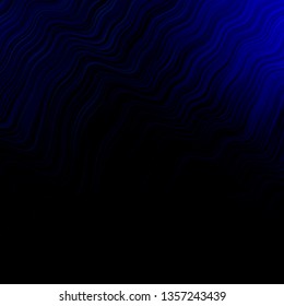 Dark BLUE vector backdrop with curves. Abstract illustration with bandy gradient lines. Pattern for ads, commercials.