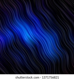 Dark BLUE vector backdrop with curves. Abstract illustration with gradient bows. Best design for your posters, banners.