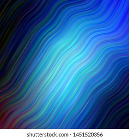 Dark BLUE vector backdrop with curves. Colorful abstract illustration with gradient curves. Pattern for commercials, ads.