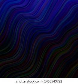 Dark BLUE vector backdrop with curves. Colorful illustration in abstract style with bent lines. Best design for your ad, poster, banner.
