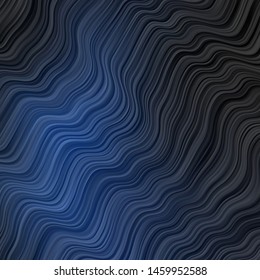 Dark BLUE vector backdrop with curves. Colorful illustration in circular style with lines. Design for your business promotion.