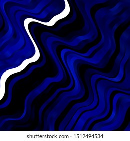Dark BLUE vector backdrop with curves. Illustration in abstract style with gradient curved.  Pattern for booklets, leaflets.