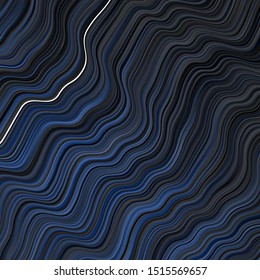 Dark BLUE vector backdrop with curves. Colorful illustration in circular style with lines. Design for your business promotion.
