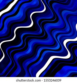 Dark BLUE vector backdrop with curves. Colorful illustration in circular style with lines. Pattern for websites, landing pages.
