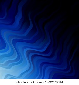 Dark BLUE vector backdrop with curves. Abstract gradient illustration with wry lines. Best design for your posters, banners.